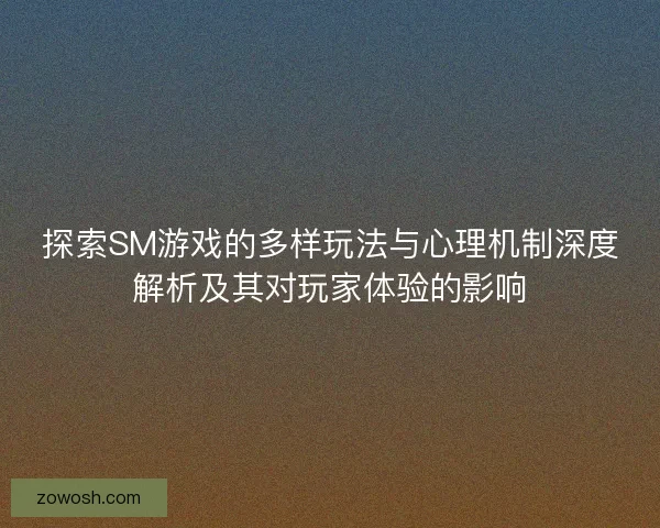 探索SM游戏的多样玩法与心理机制深度解析及其对玩家体验的影响