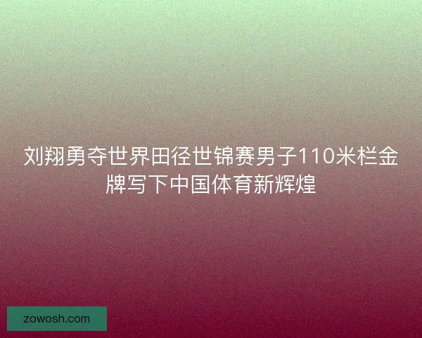 刘翔勇夺世界田径世锦赛男子110米栏金牌写下中国体育新辉煌